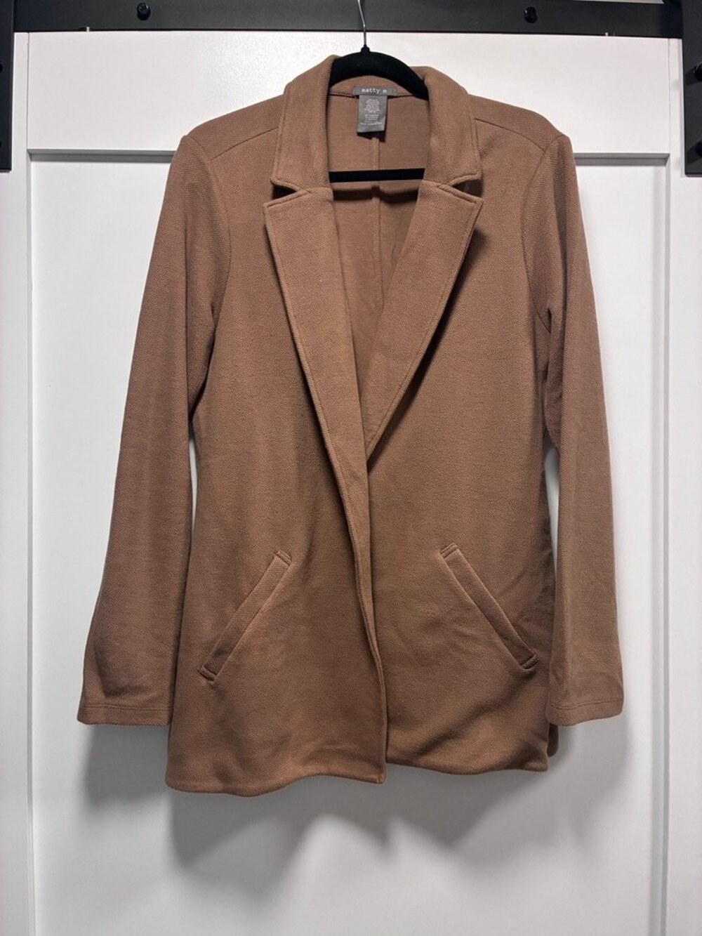 Matty M Camel Knit Open Front Blazer Jacket XL